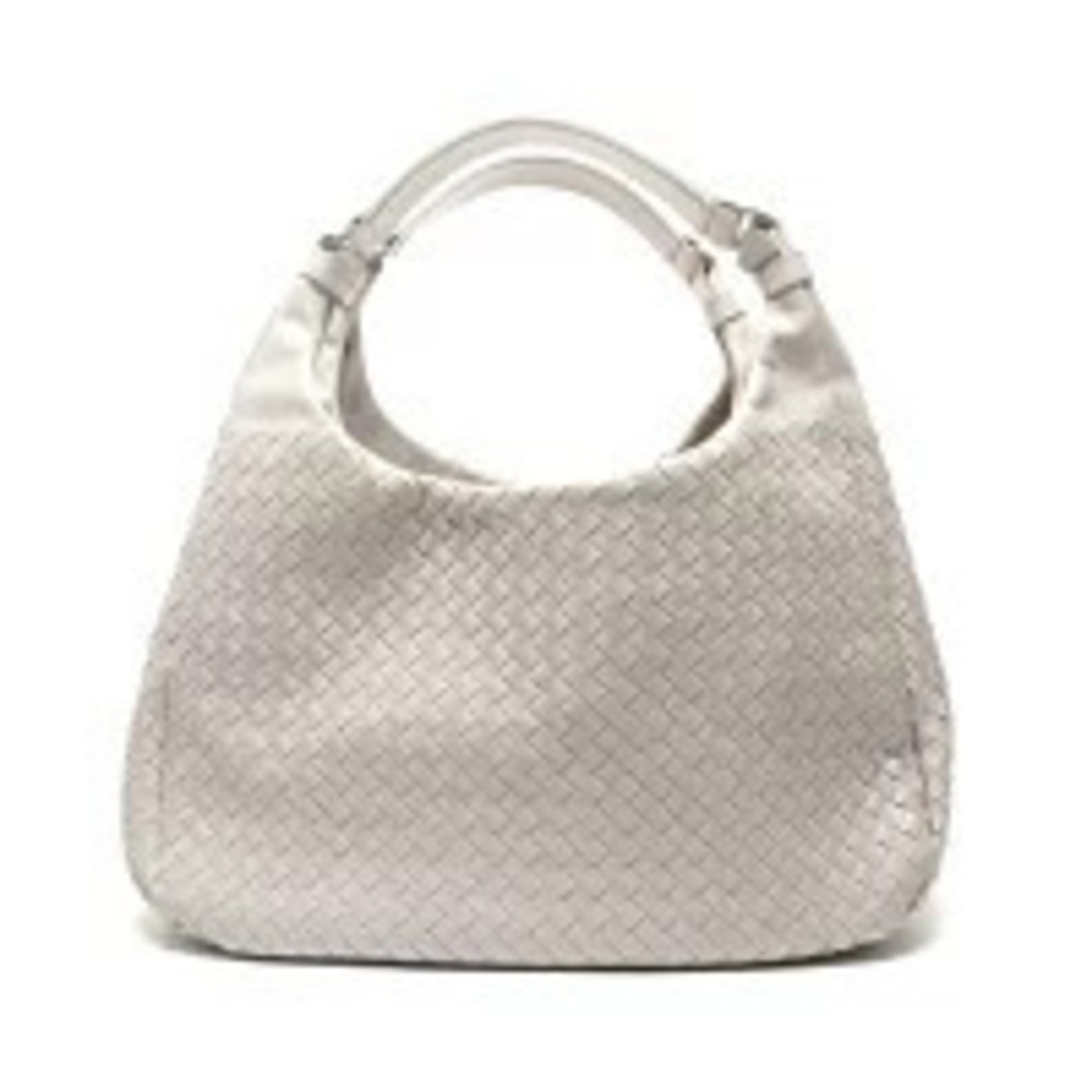 Bottega Veneta Intrecciato Campana Shoulder Bag Gray
